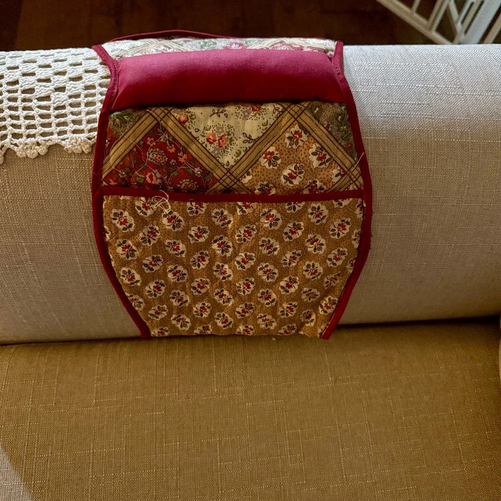 Sewing Caddy, Handcrafted, Vintage Burgundy